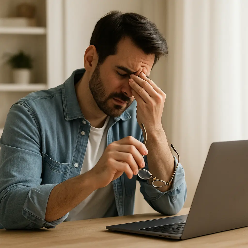 テレワークにおいて社内のPCにアクセスして困っている男性のイラスト